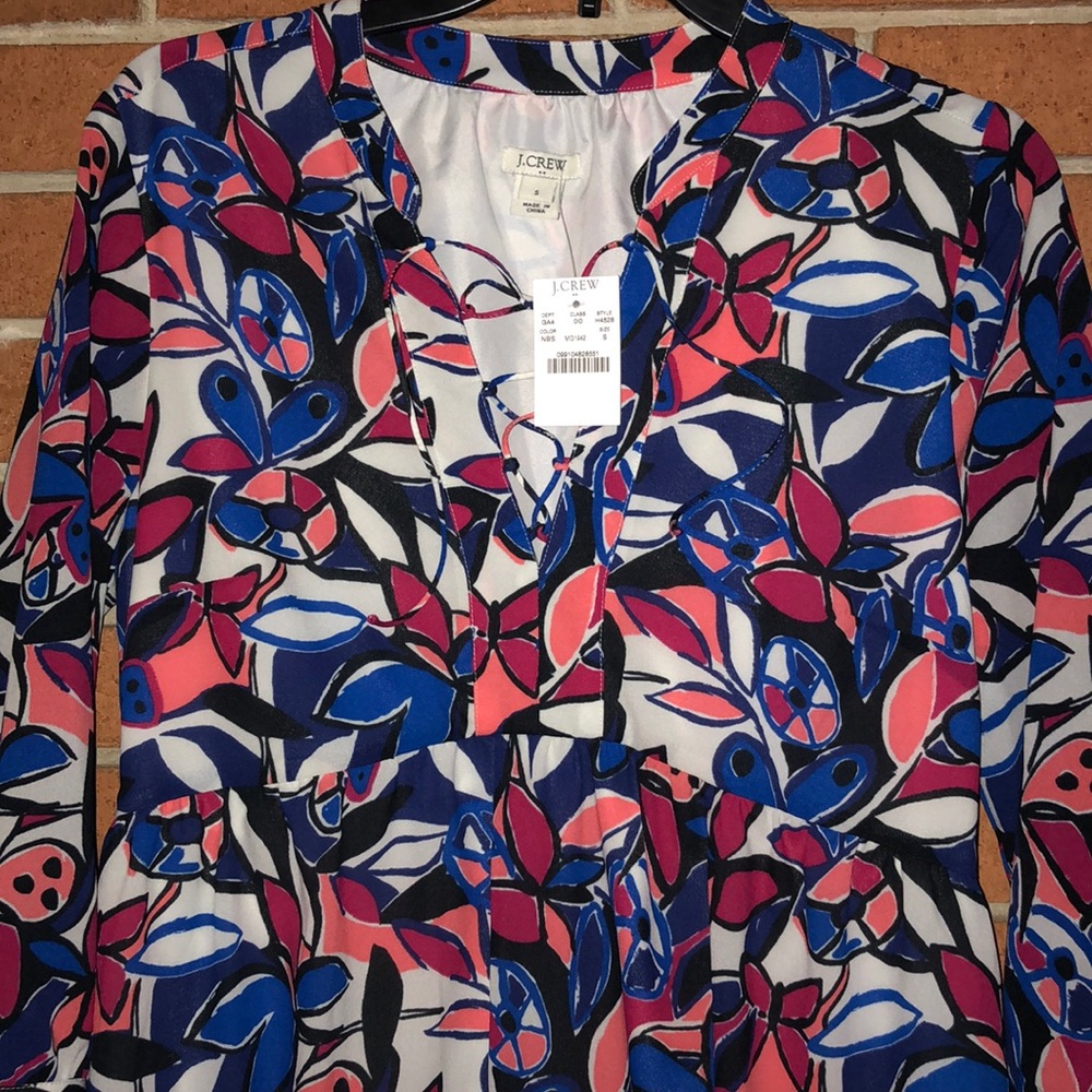 💙J. CREW💙NWT LACE UP PRINT DRESS💙 - Picture 5 of 6